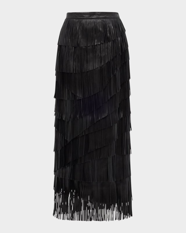Therese Leather Fringe Skirt